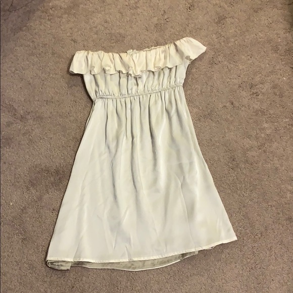 Satin mini strapless dress - Picture 4 of 5